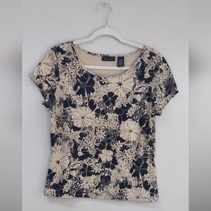 Apostrophe Floral Black and Beige Stretch Top